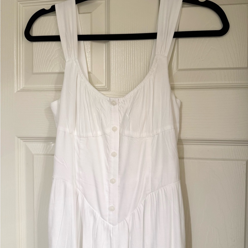 American Eagle Outfitters White Button-Front Jumpsuit